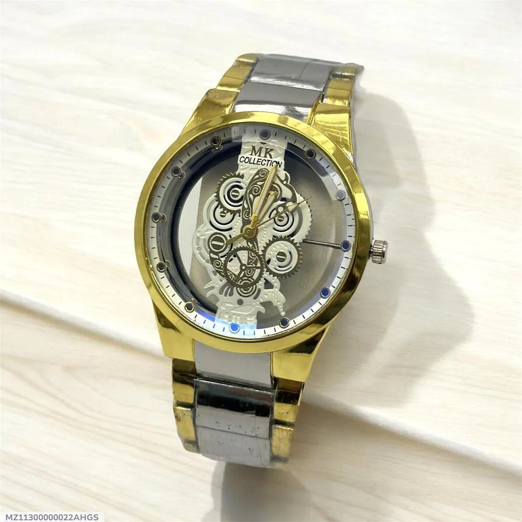 Men's Luxury Watch - 1 Pc Stainless Steel Chain Strap in Black and Golden