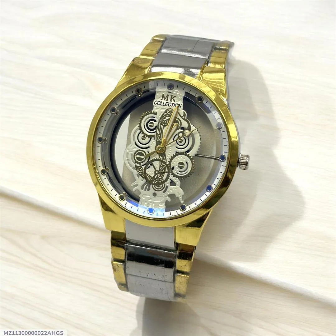 Men's Luxury Watch - 1 Pc Stainless Steel Chain Strap in Black and Golden